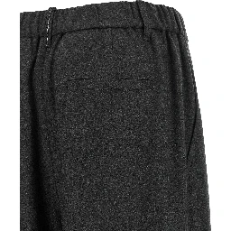 Gray Virgin Wool Casual Pants