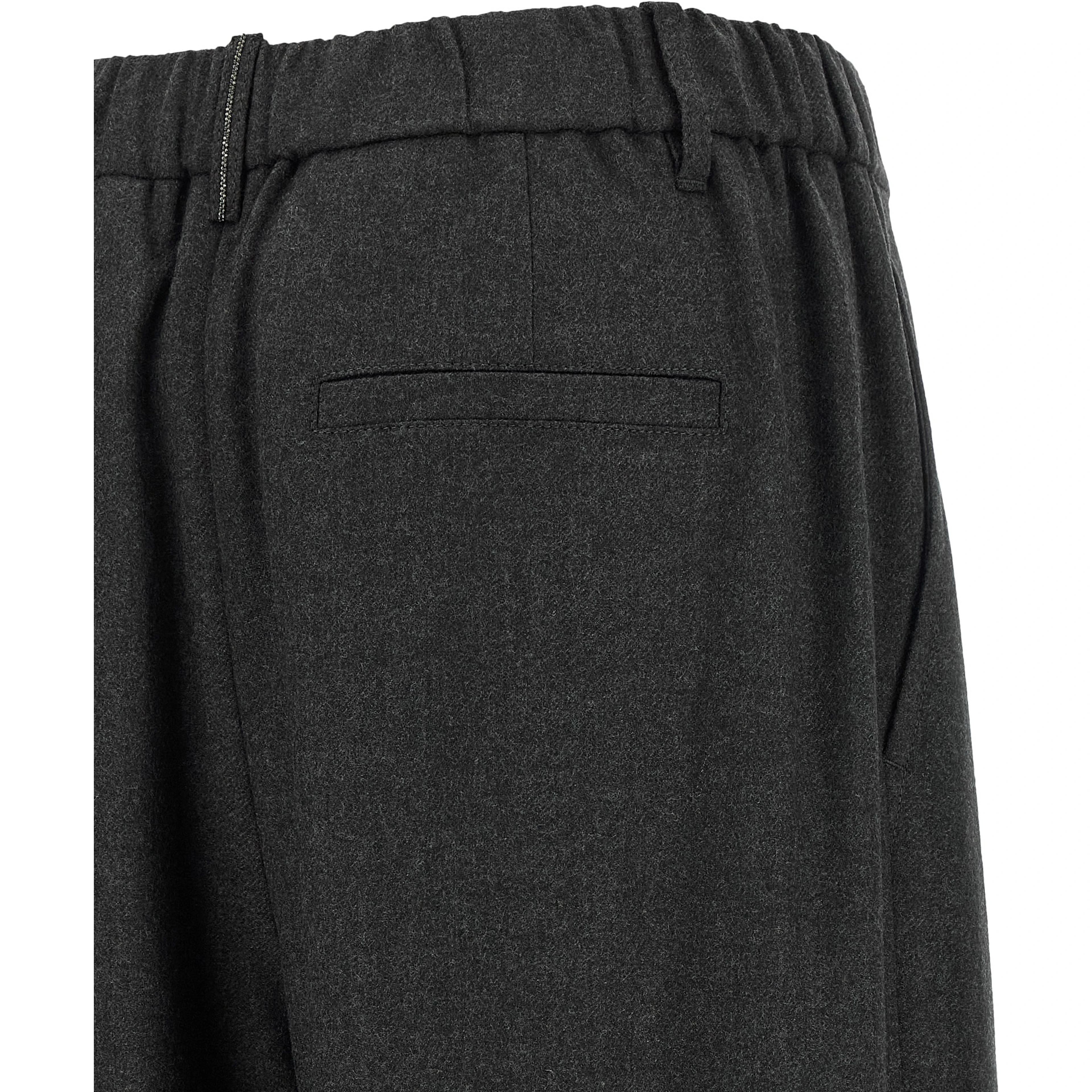 Gray Virgin Wool Casual Pants