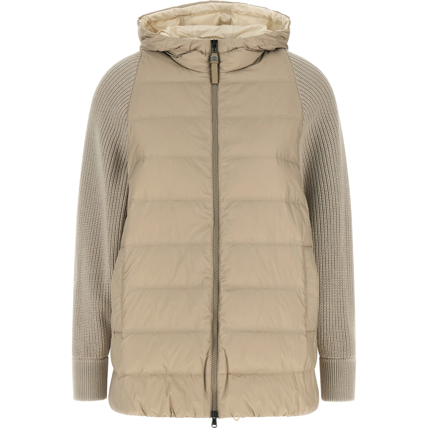 Beige Polyester Full-Length Jacket