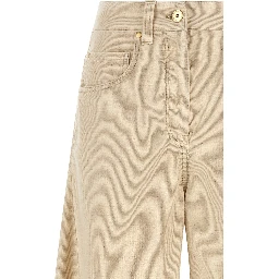 Beige Cotton Casual Pants