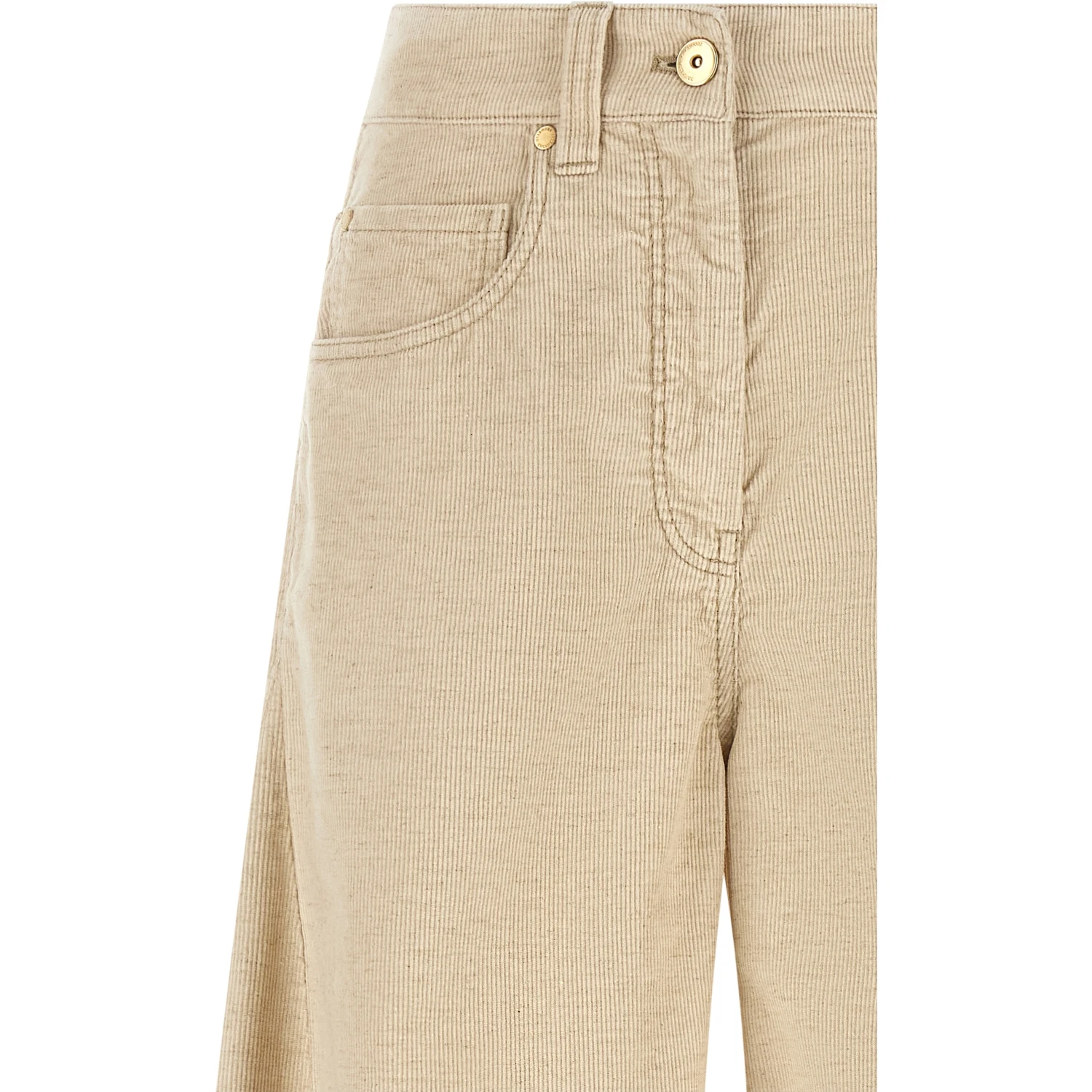 Beige Cotton Casual Pants