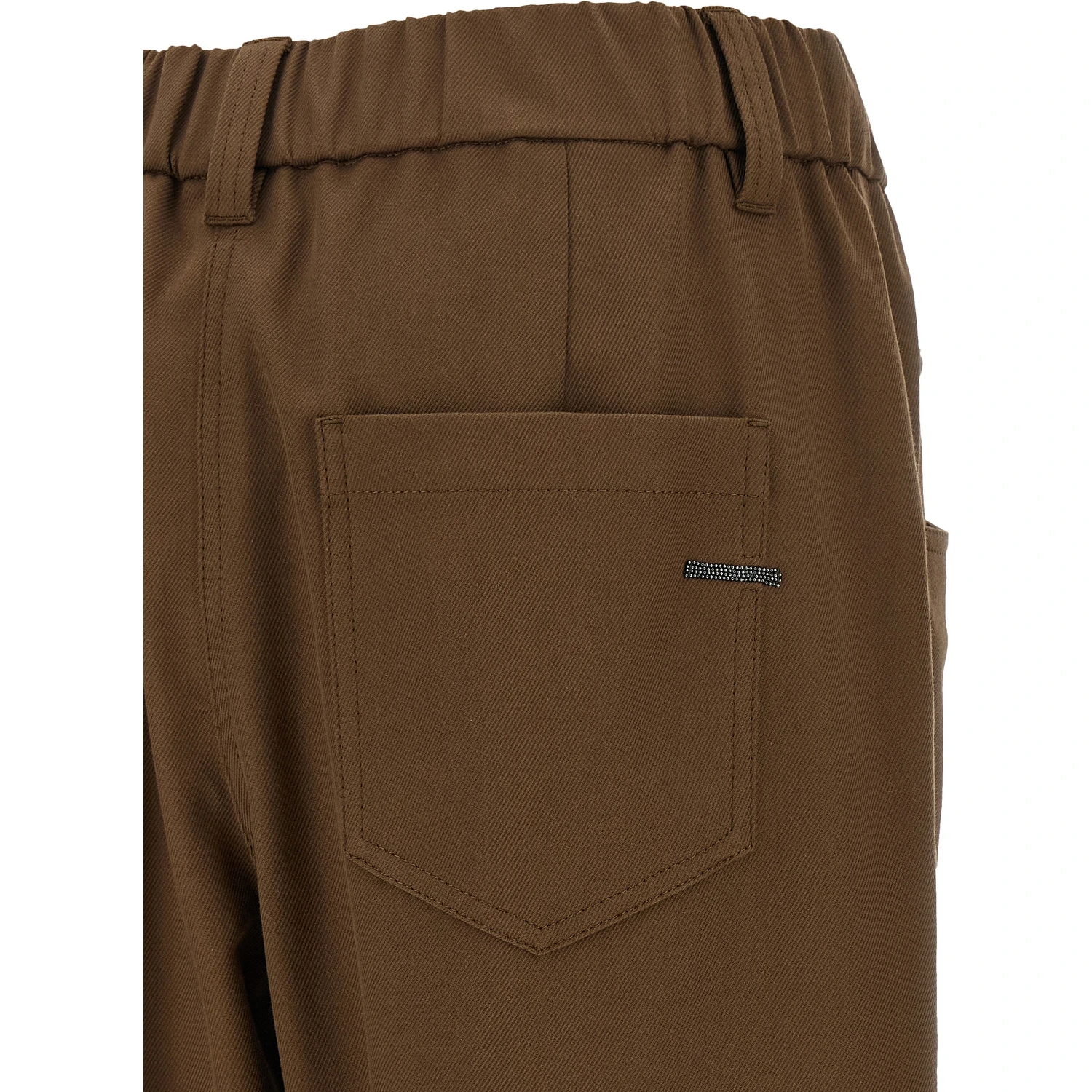 Brown Cotton Casual Pants
