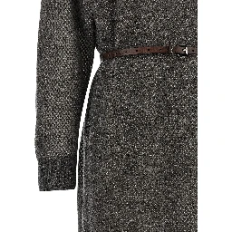 Gray Wool Midi Dress