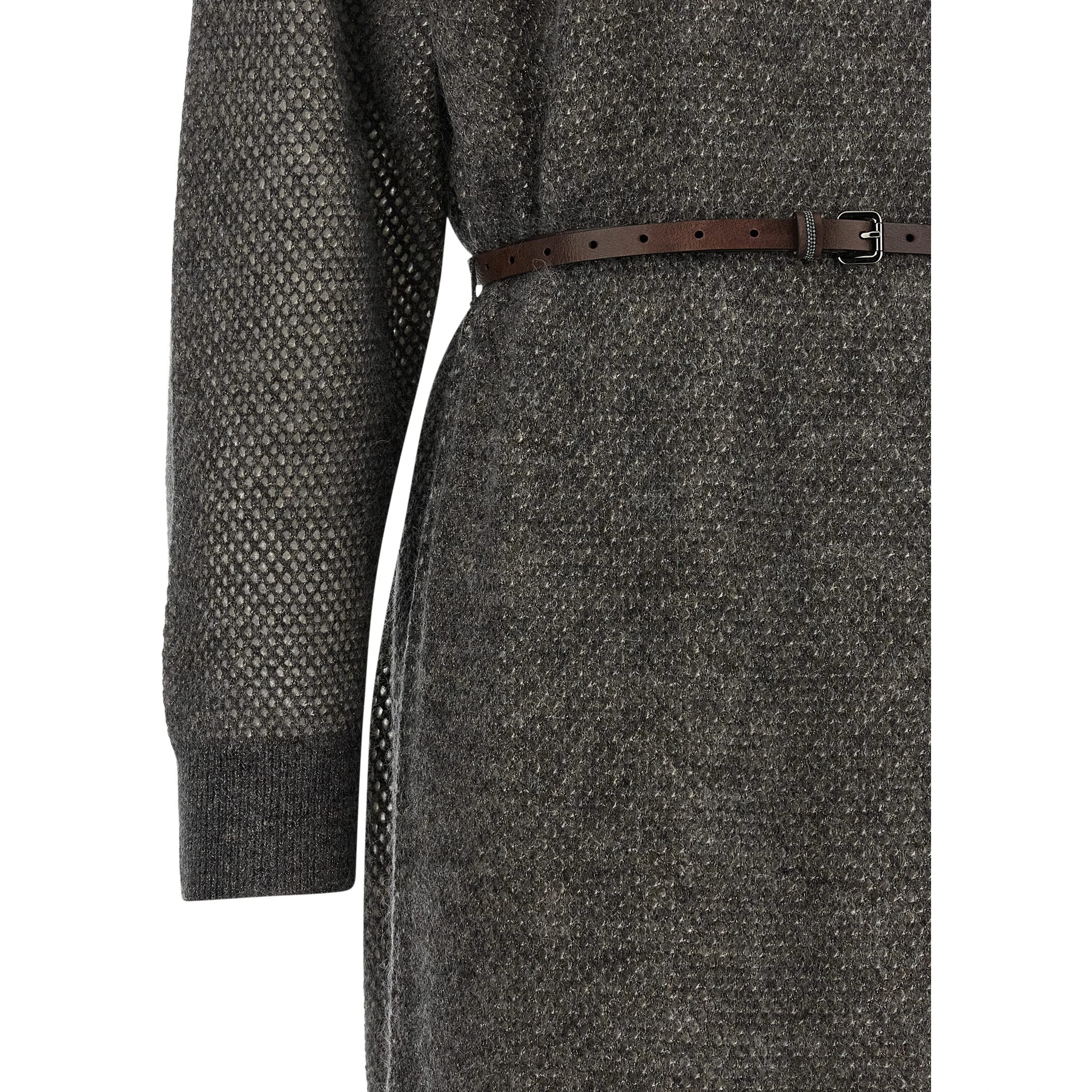 Gray Wool Midi Dress
