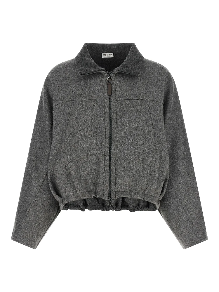Gray Virgin Wool Full-Length Jacket