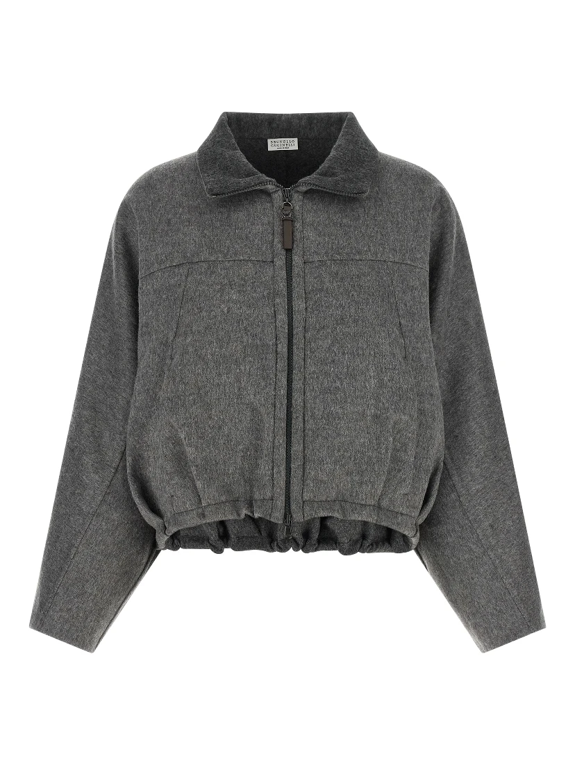 Gray Virgin Wool Full-Length Jacket