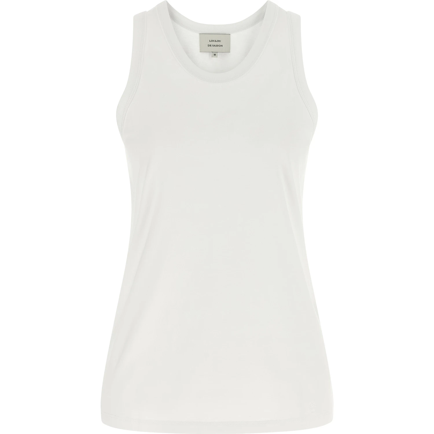 White Cotton Sleeveles T-Shirt
