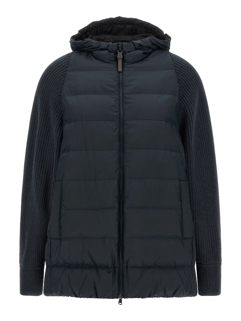 Blue Polyester Full-Length Jacket