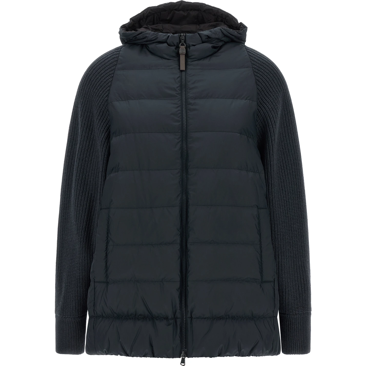 Blue Polyester Full-Length Jacket