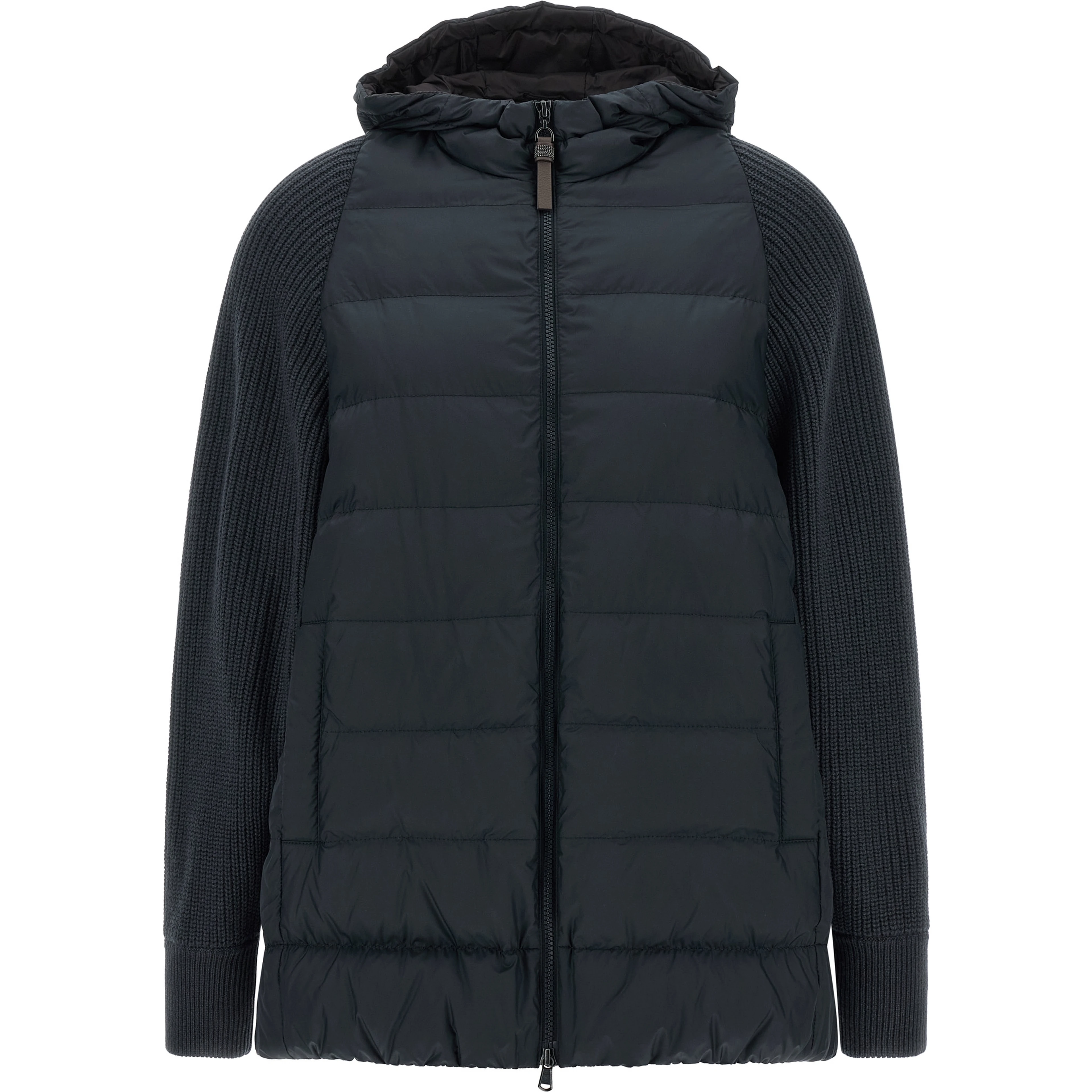 Blue Polyester Full-Length Jacket