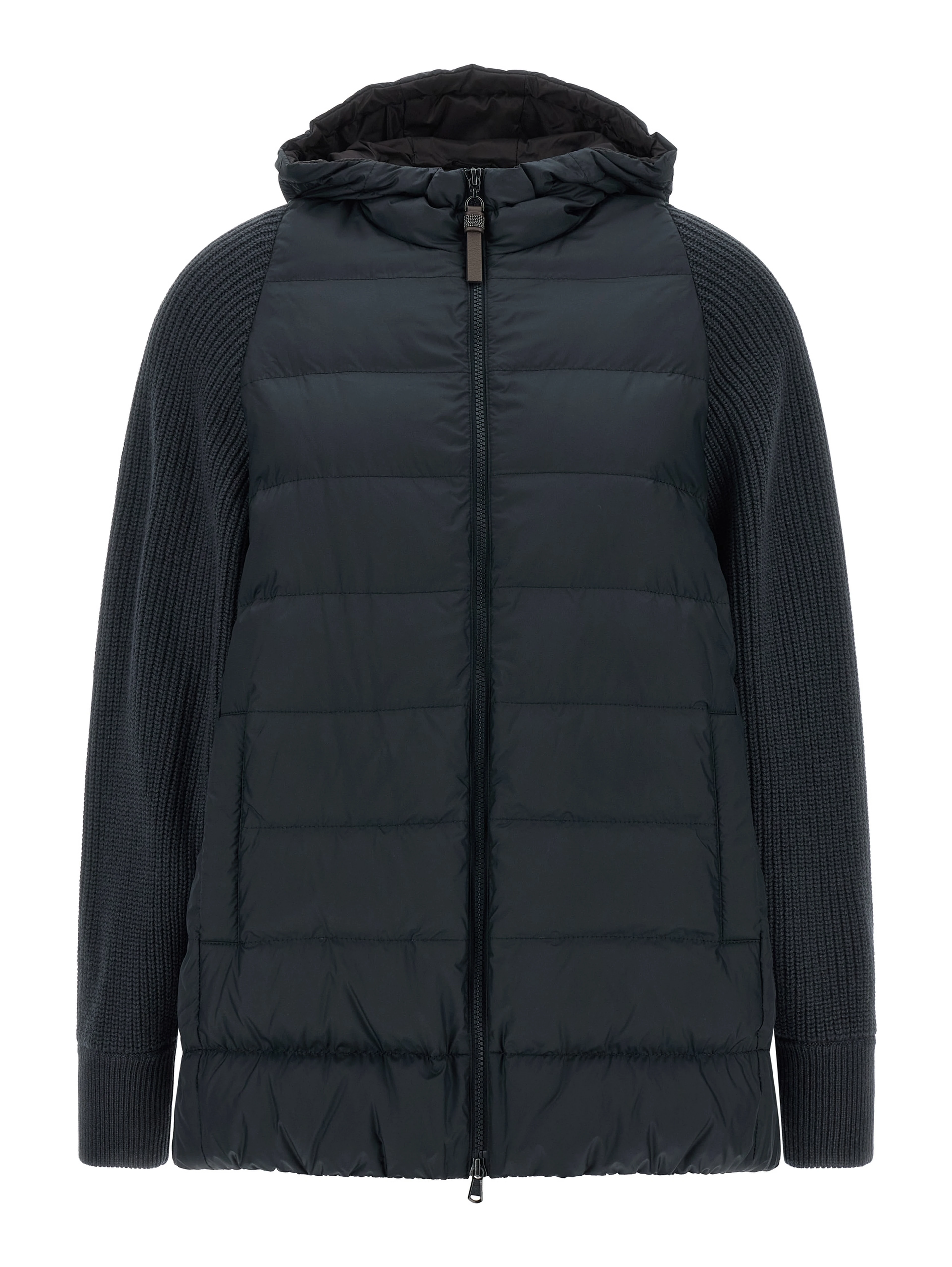 Blue Polyester Full-Length Jacket