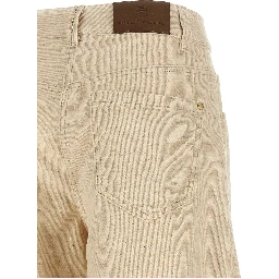 Beige Cotton Casual Pants