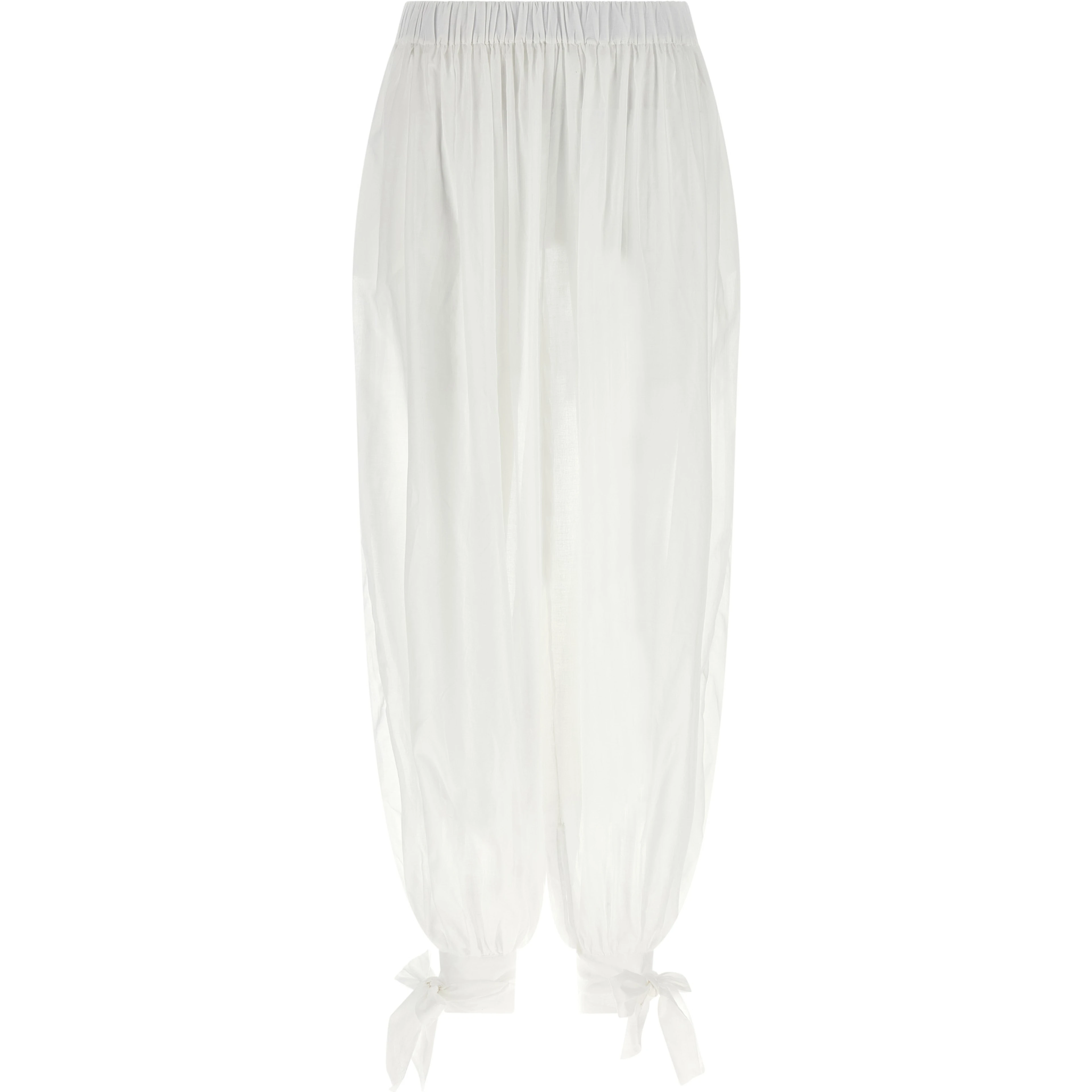 White Cotton Casual Pants
