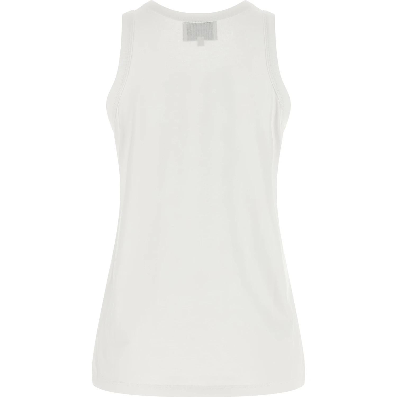 White Cotton Sleeveles T-Shirt