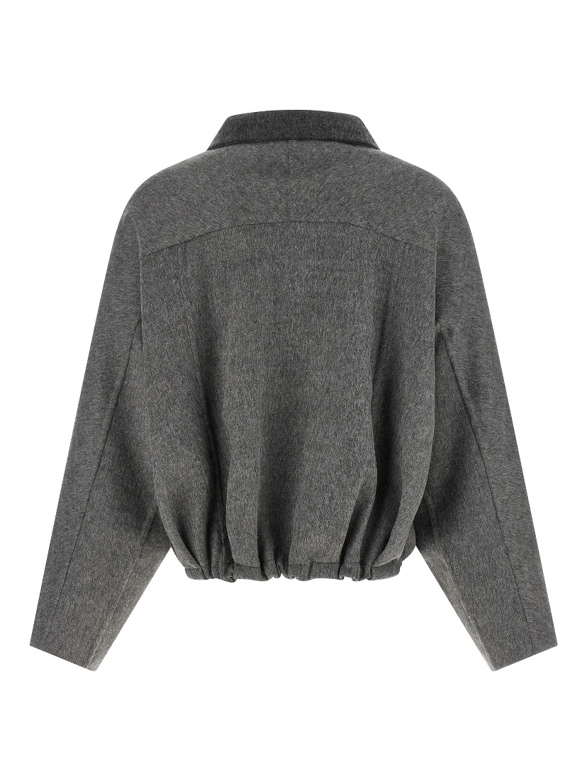 Gray Virgin Wool Full-Length Jacket