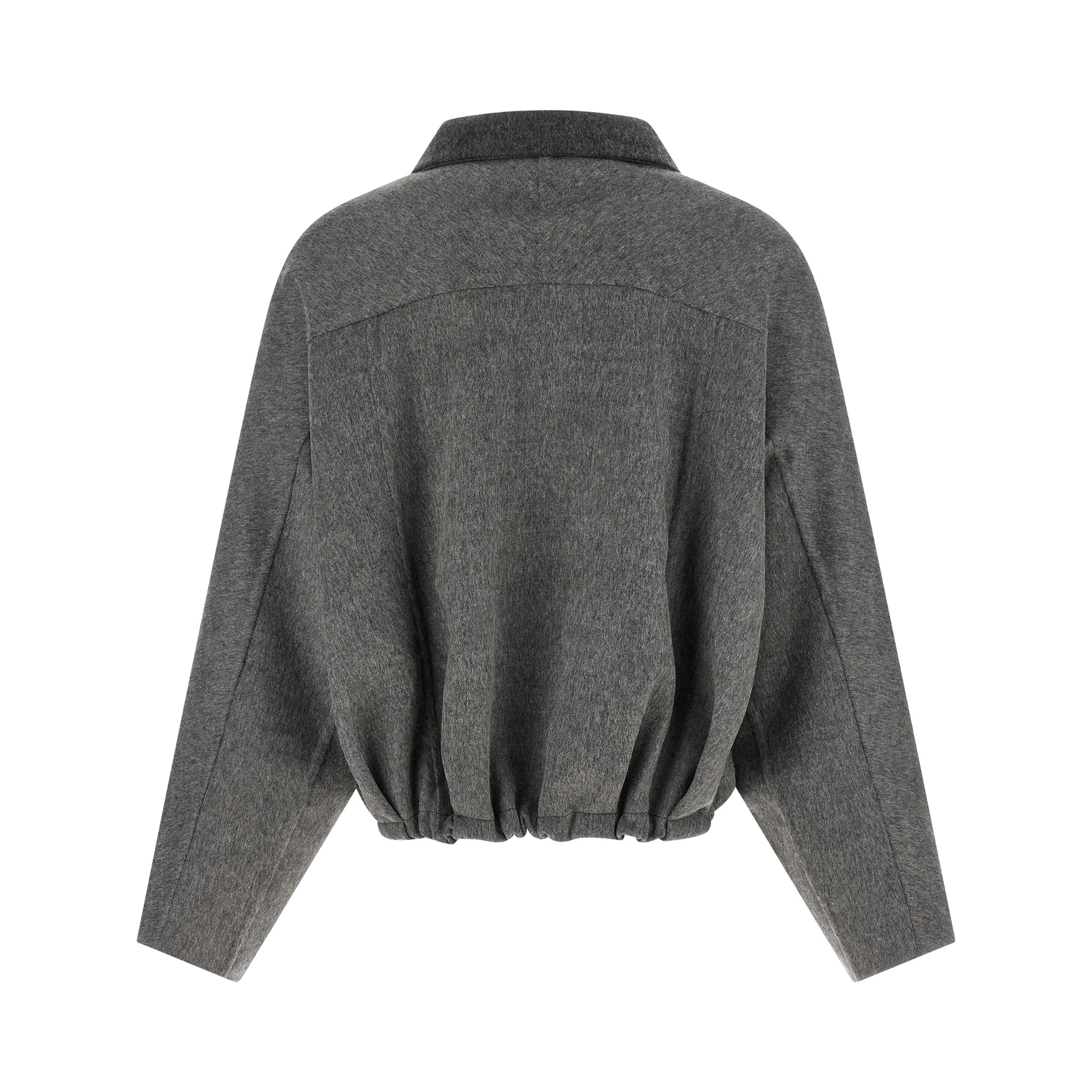 Gray Virgin Wool Full-Length Jacket