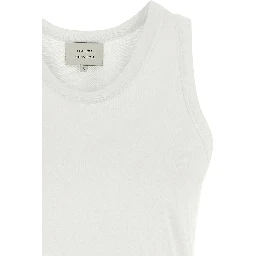 White Cotton Sleeveles T-Shirt