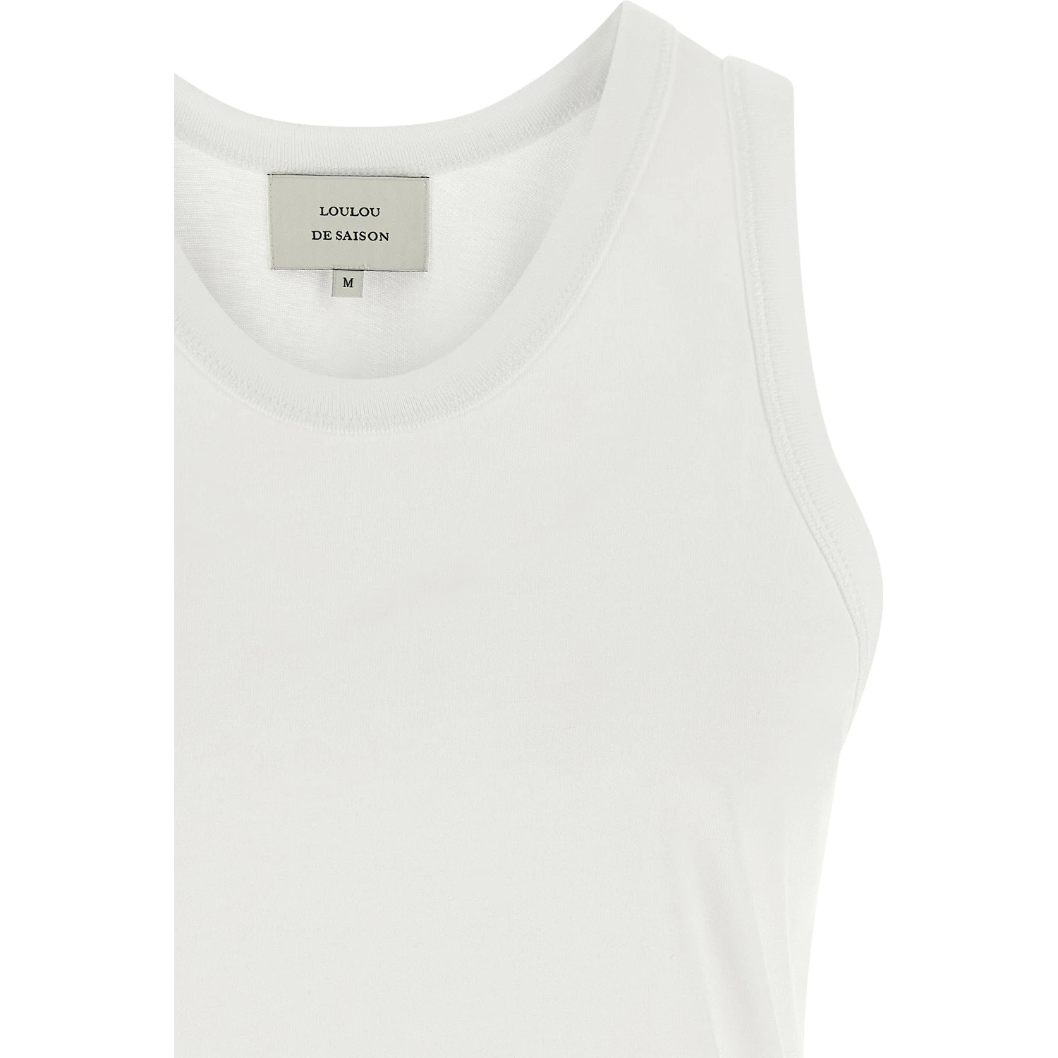 White Cotton Sleeveles T-Shirt