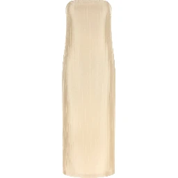 Beige Viscose Midi Dress