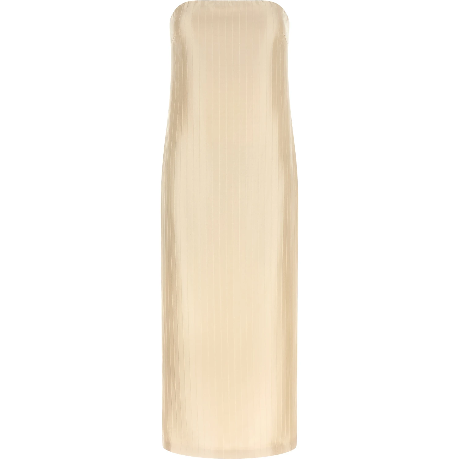 Beige Viscose Midi Dress