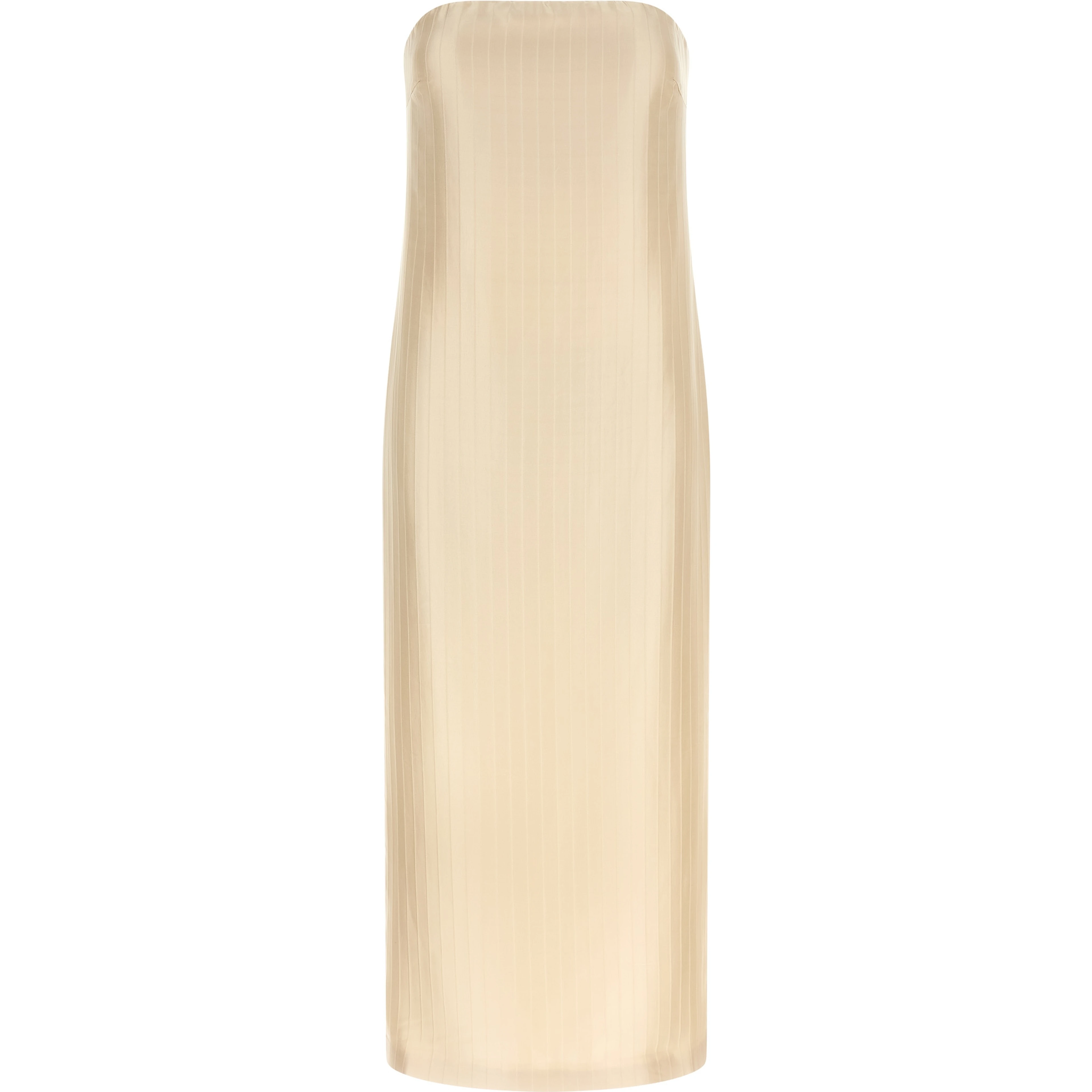 Beige Viscose Midi Dress