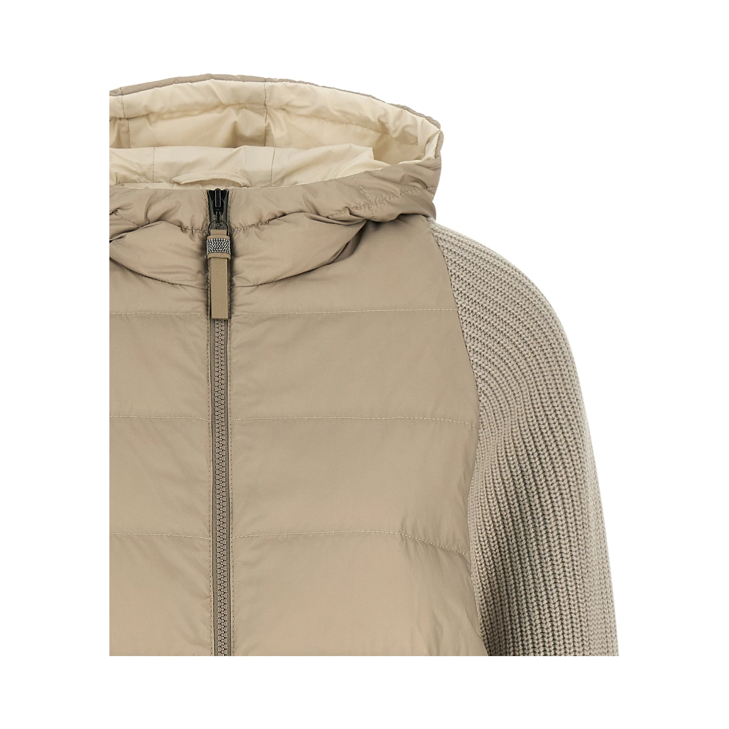 Beige Polyester Full-Length Jacket
