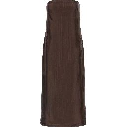 Brown Viscose Midi Dress
