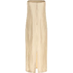 Beige Viscose Midi Dress