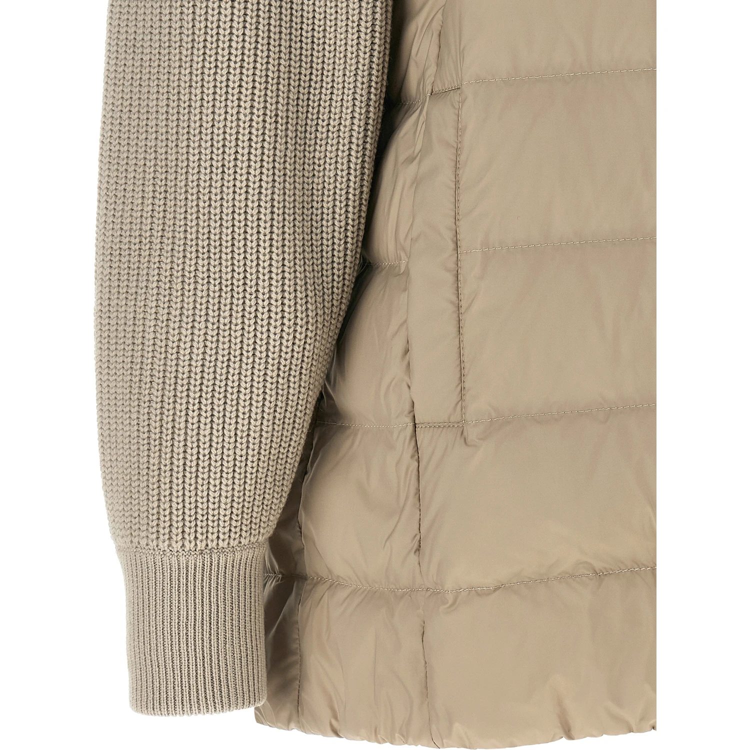 Beige Polyester Full-Length Jacket