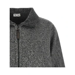 Gray Virgin Wool Full-Length Jacket