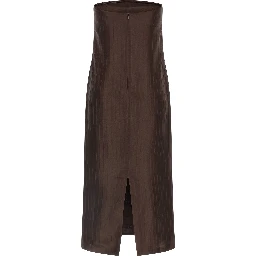 Brown Viscose Midi Dress