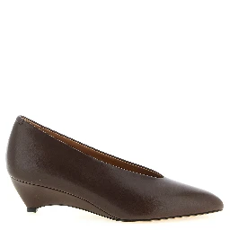 Brown Calfskin Mid Heel Pumps