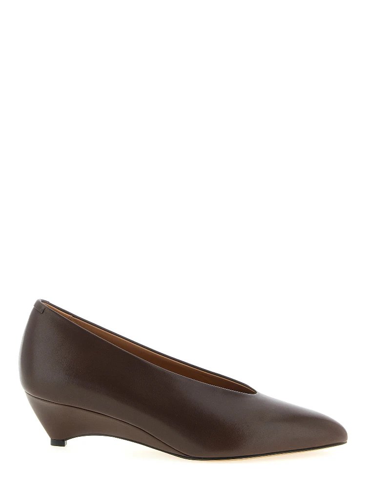 Brown Calfskin Mid Heel Pumps