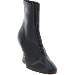 Black Calfskin Ankle Boots