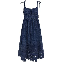 Blue Cotton Midi Dress