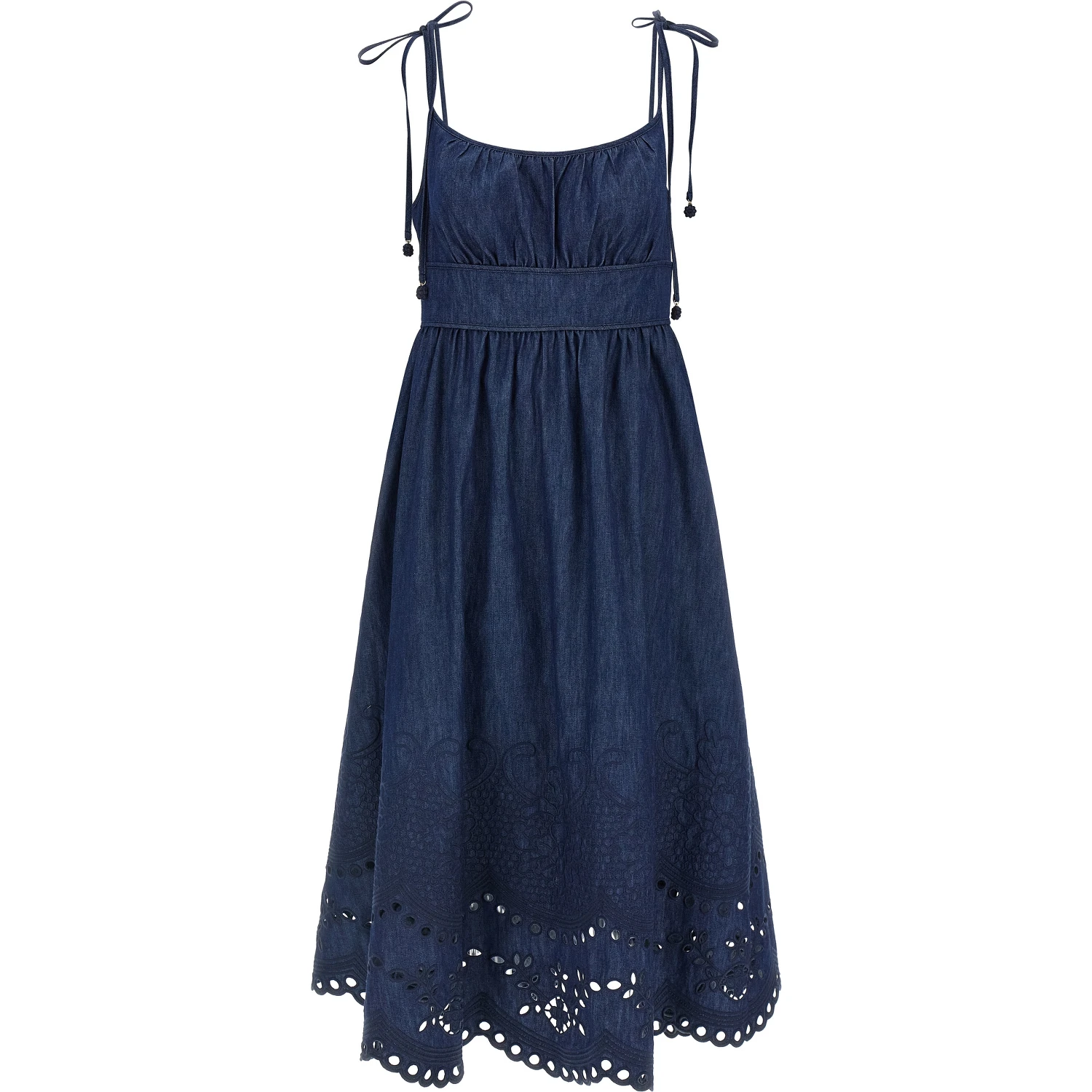 Blue Cotton Midi Dress