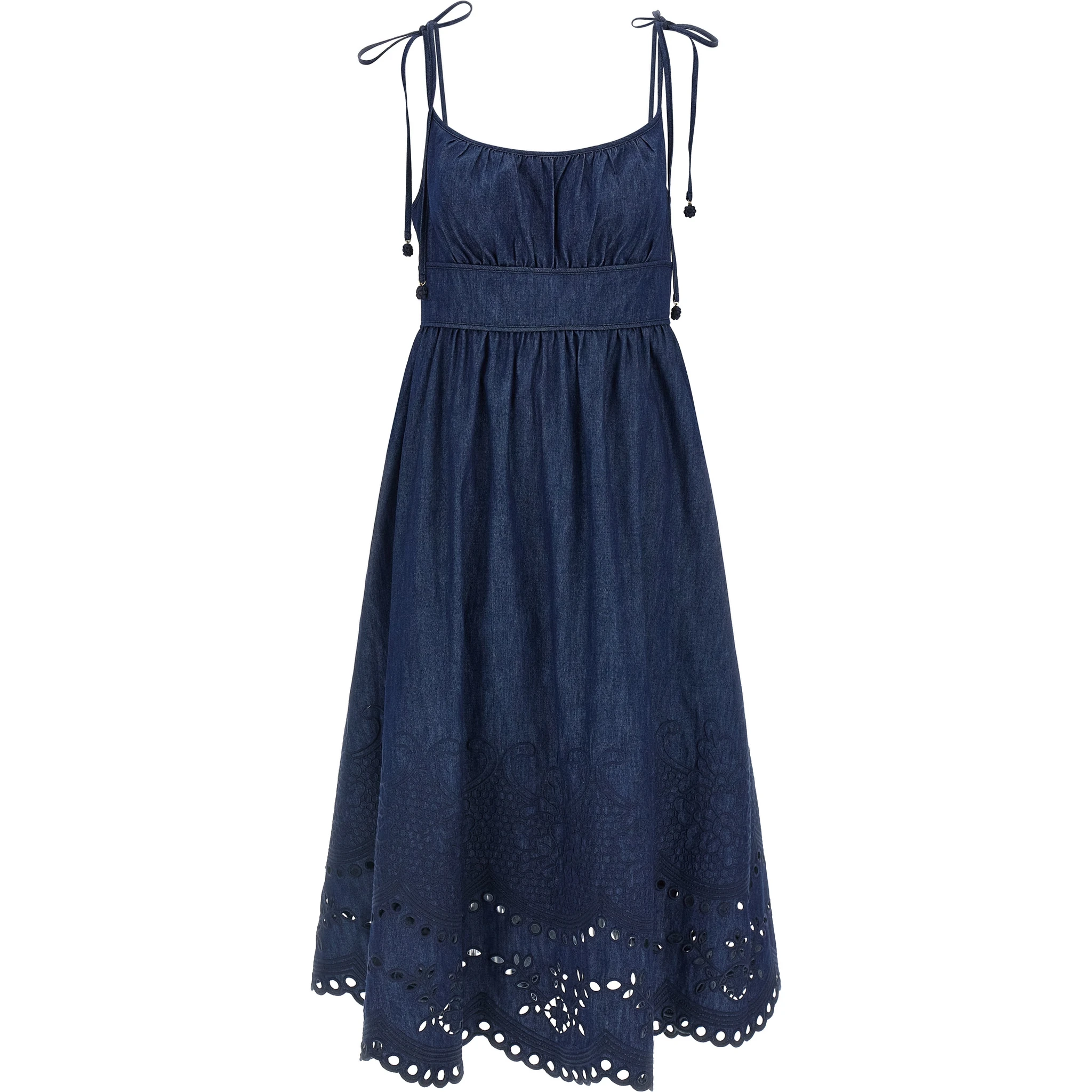 Blue Cotton Midi Dress