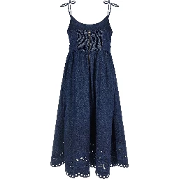 Blue Cotton Midi Dress