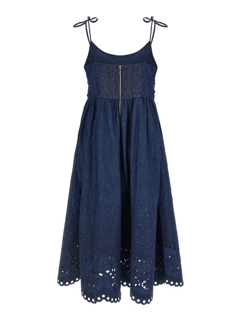 Blue Cotton Midi Dress