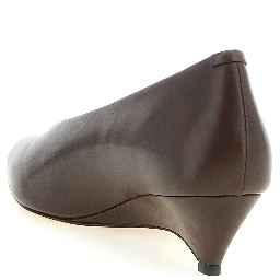 Brown Calfskin Mid Heel Pumps
