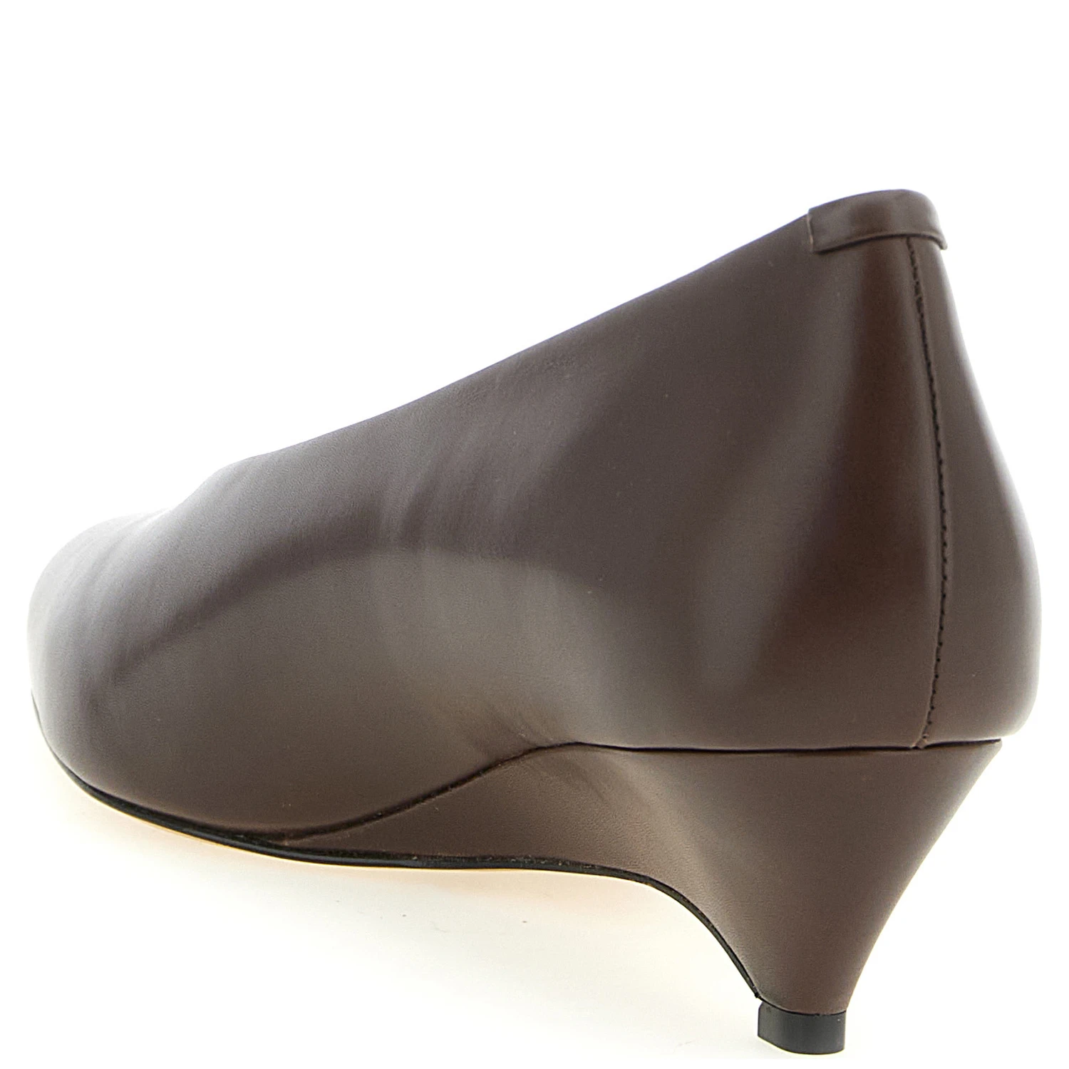 Brown Calfskin Mid Heel Pumps