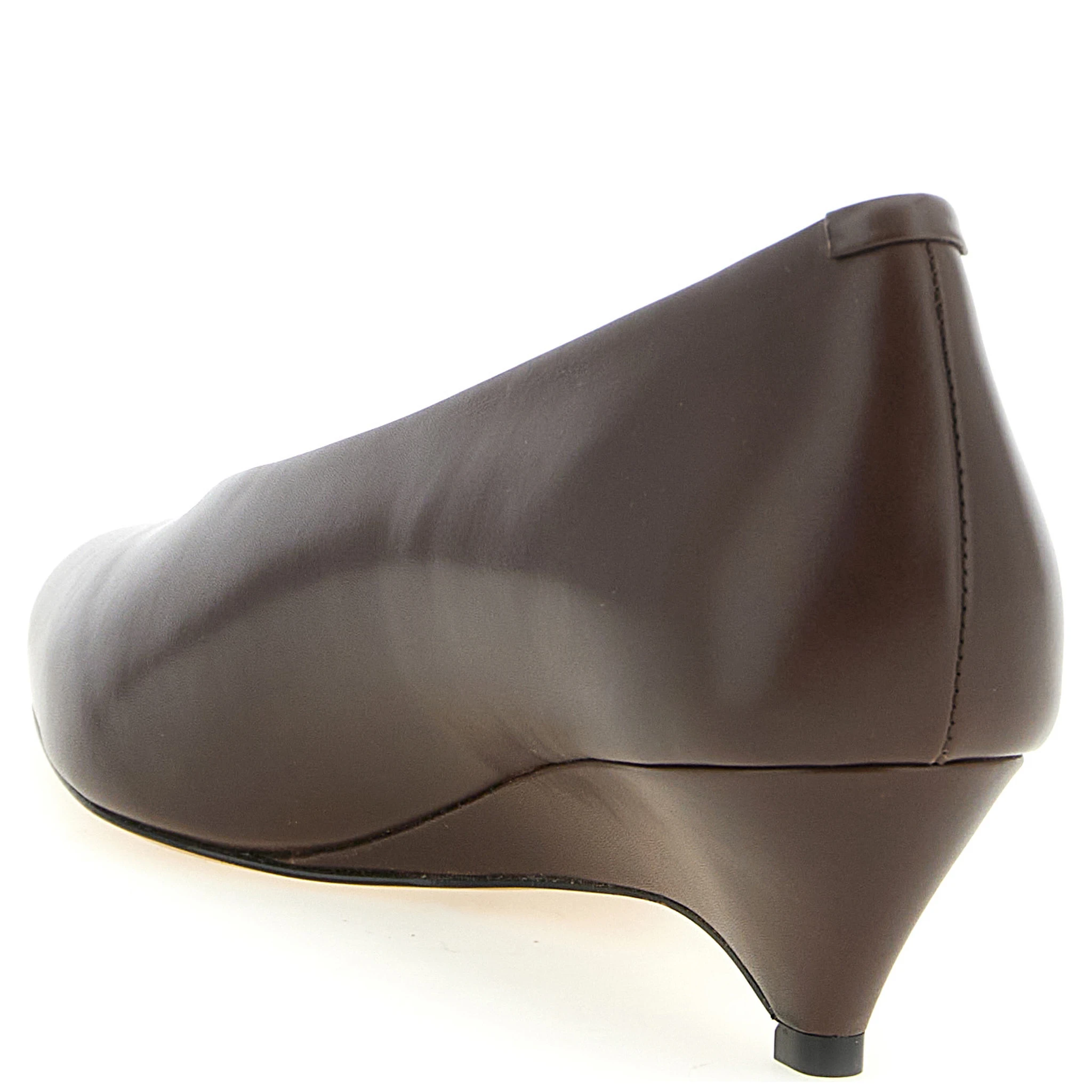 Brown Calfskin Mid Heel Pumps