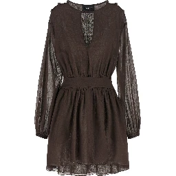 Brown Cotton Short Dress