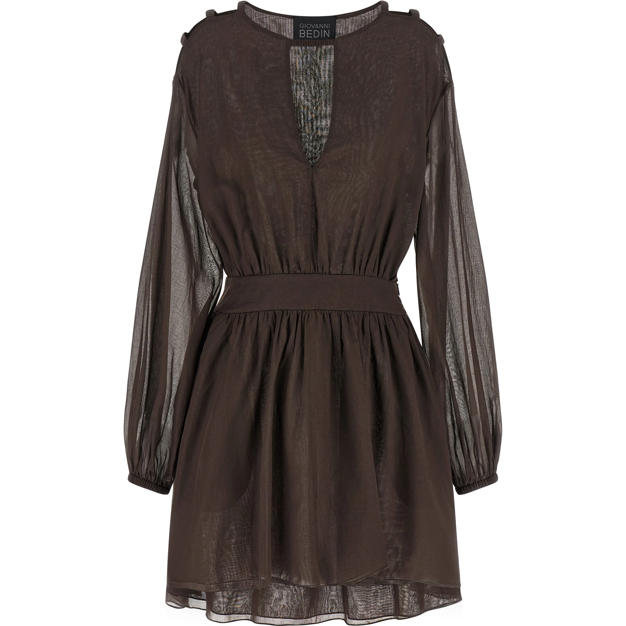 Brown Cotton Short Dress