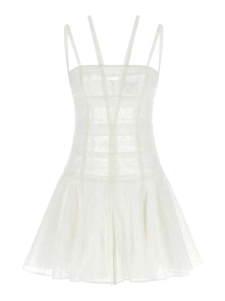 White Polyamide Short Dress