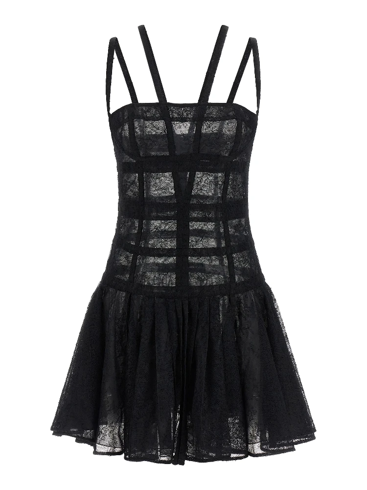 Black Polyamide Short Dress