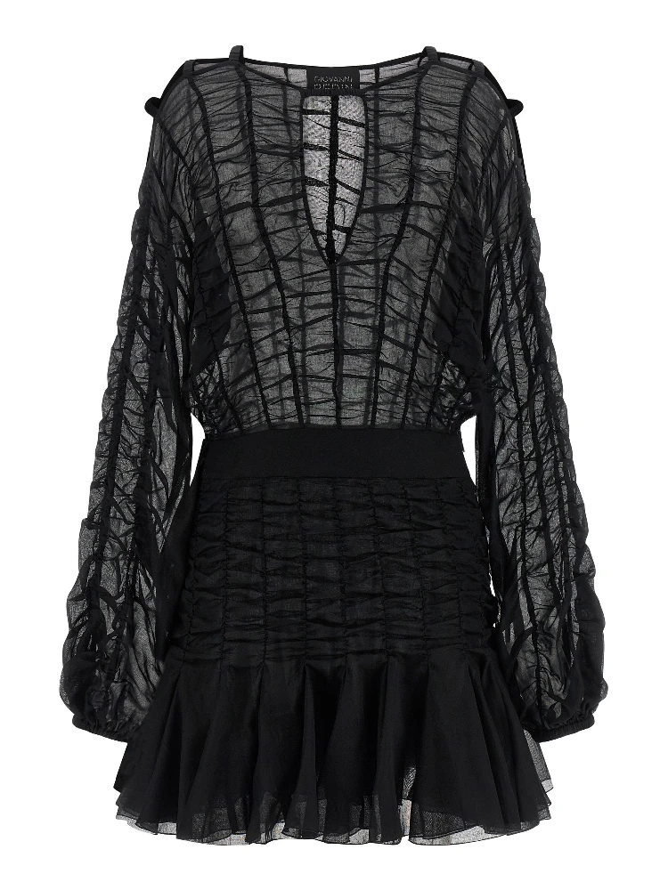 Black Cotton Short Dress