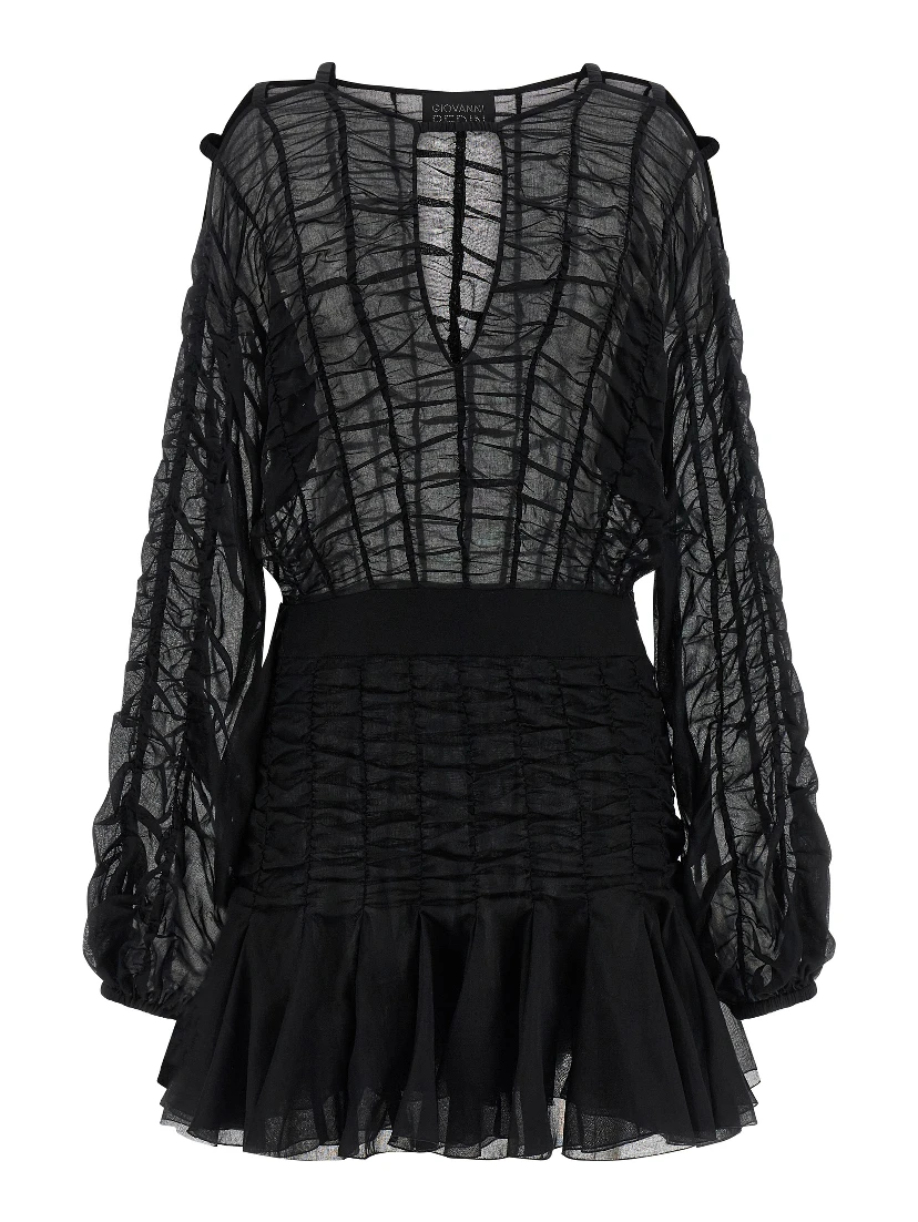 Black Cotton Short Dress