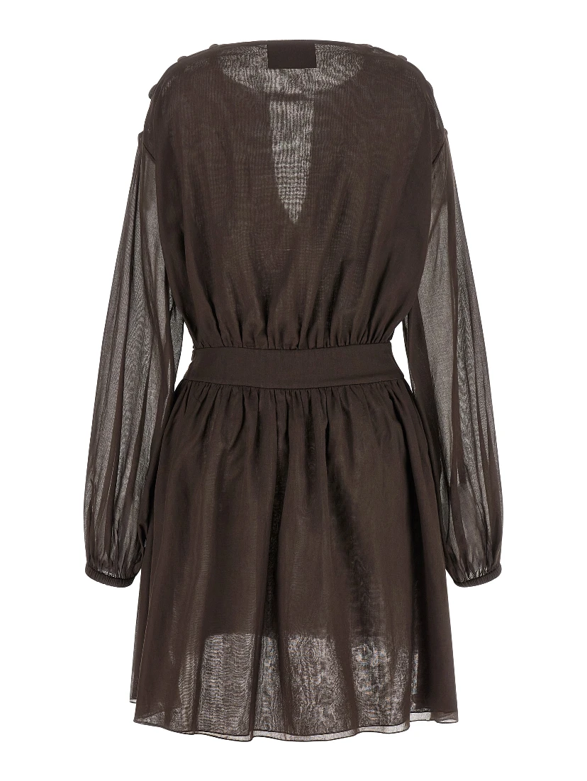 Brown Cotton Short Dress
