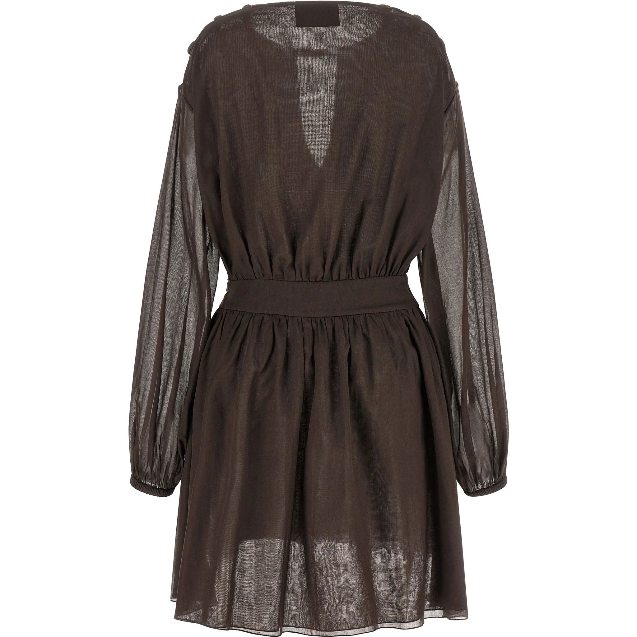 Brown Cotton Short Dress